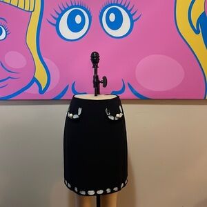 Moschino Couture Black Top Stitch Painted Skirt
